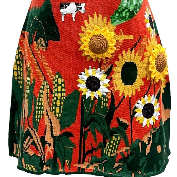 NWT Queen Of Sparkles Multi Farm with Knit Sunflowers Tank Dress - Picture 6 of 6